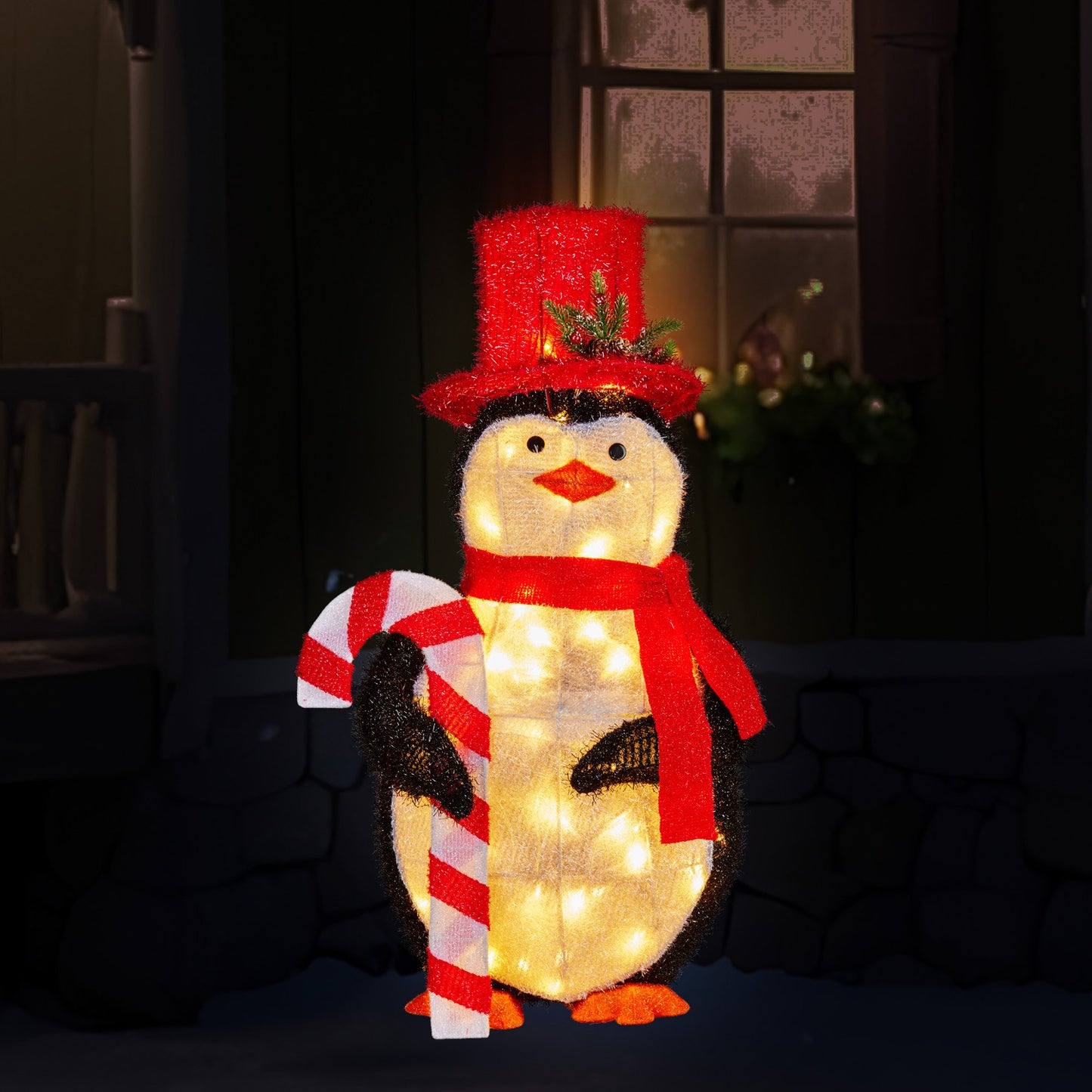 Christabelle 80cm Christmas Penguin Display with LED Lights Indoor Outdoor Decoration