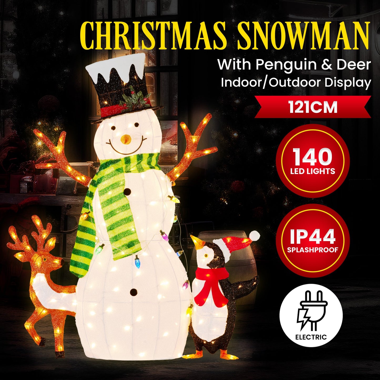 Christabelle 1.2m Christmas Snowman Display with LED Lights and Animals