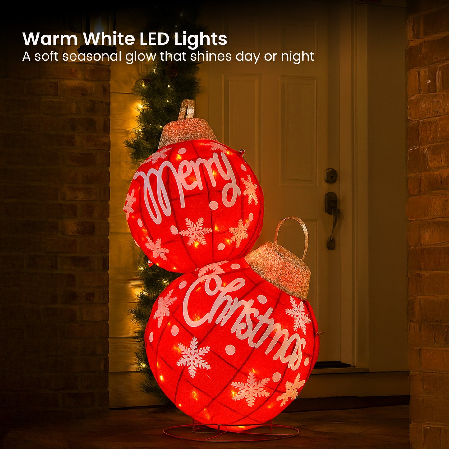 Christabelle Oversized Christmas Bauble Display Warm White LED Lights Indoor & Outdoor Holiday Decoration w/Wire Base
