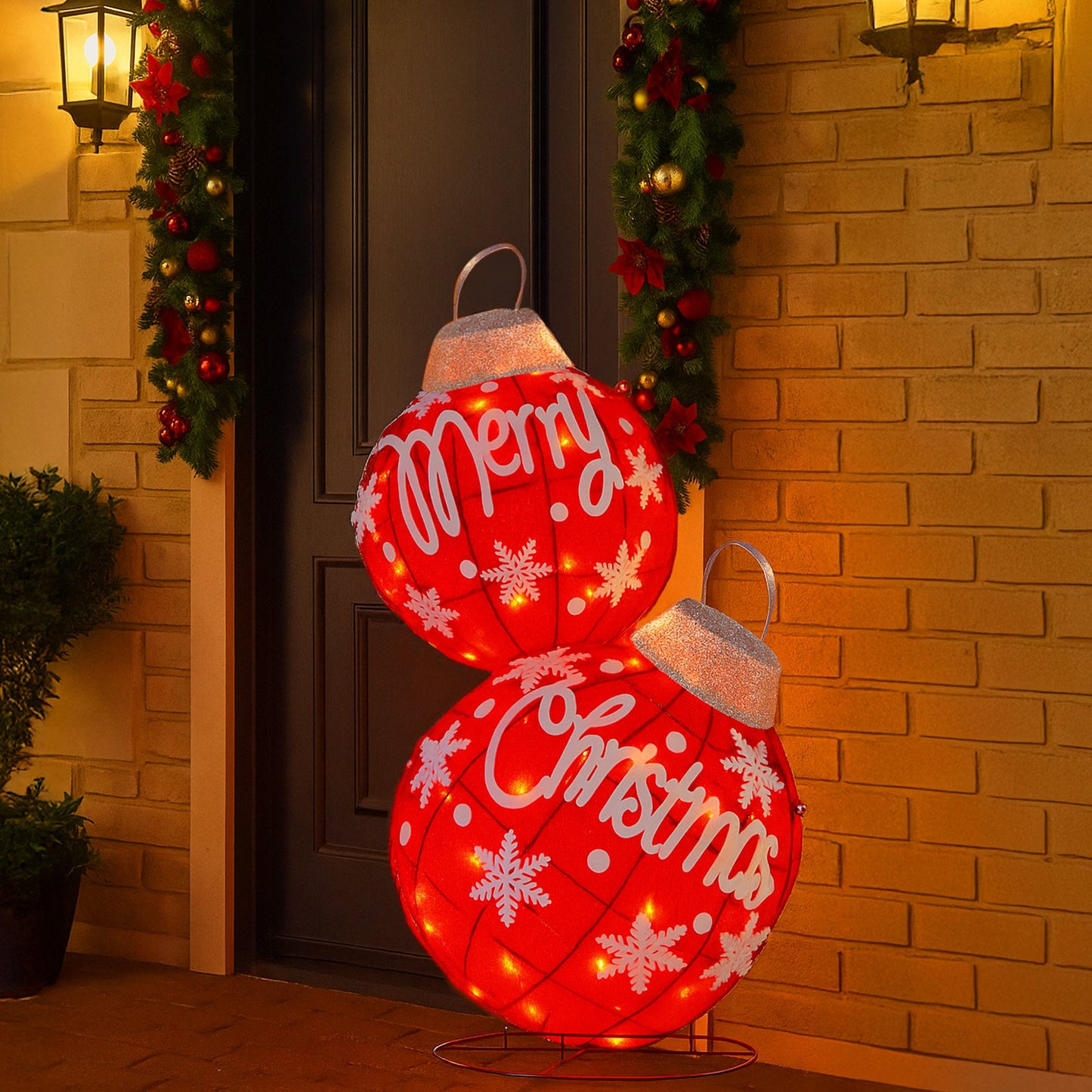 Christabelle Oversized Christmas Bauble Display Warm White LED Lights Indoor & Outdoor Holiday Decoration w/Wire Base