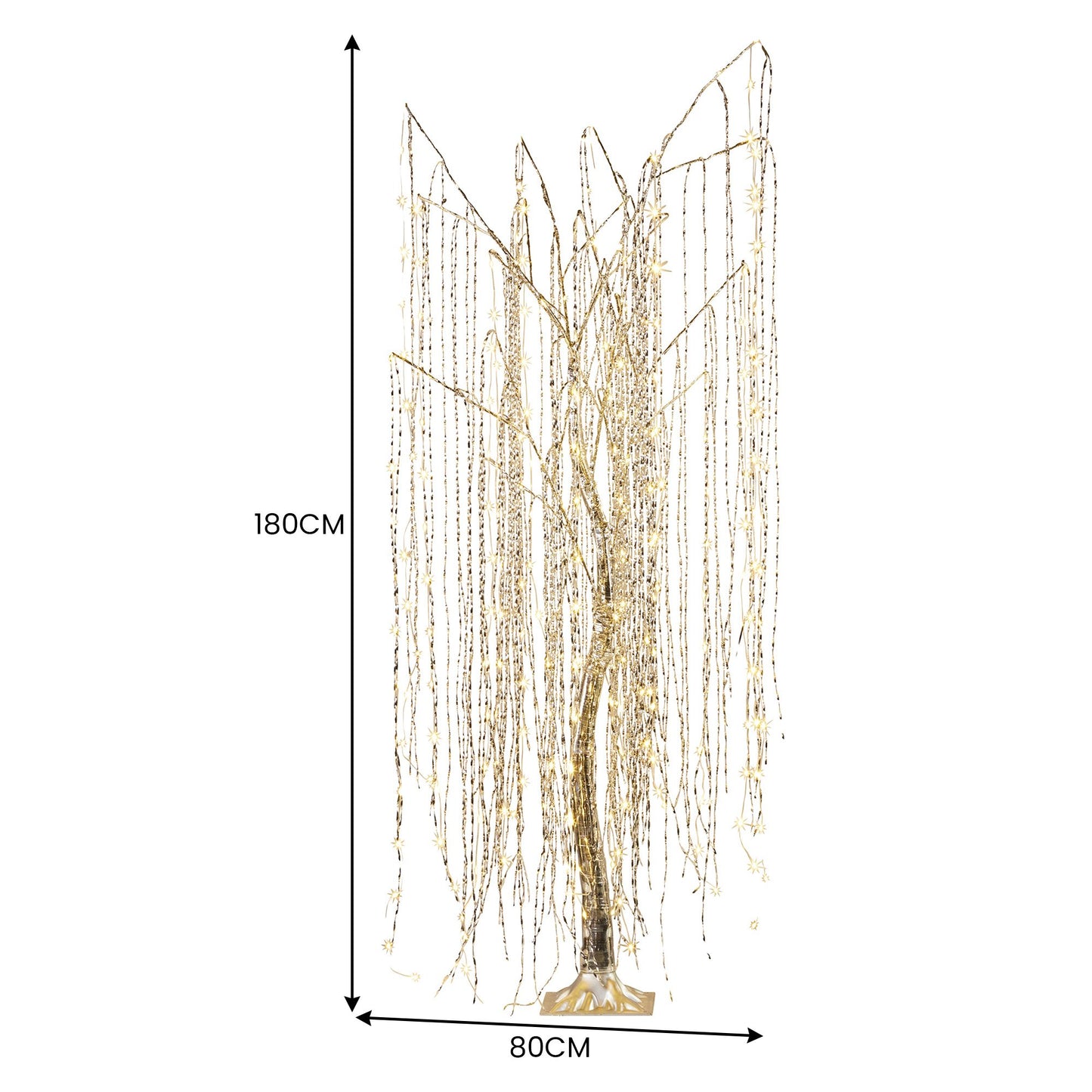 Christabelle Silver Willow Tree 180cm Christmas Display Warm White LED Lights Flexible Branches & Hanging Strands
