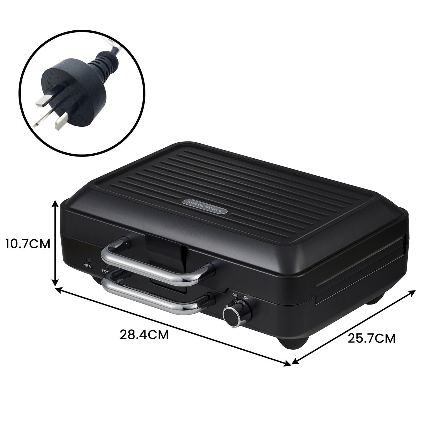 Morphy Richards MREMP4TNM Titanium 900W Multipress Jaffle Panini Waffle Pie 4 Plates Non-Stick Press Sandwich Maker