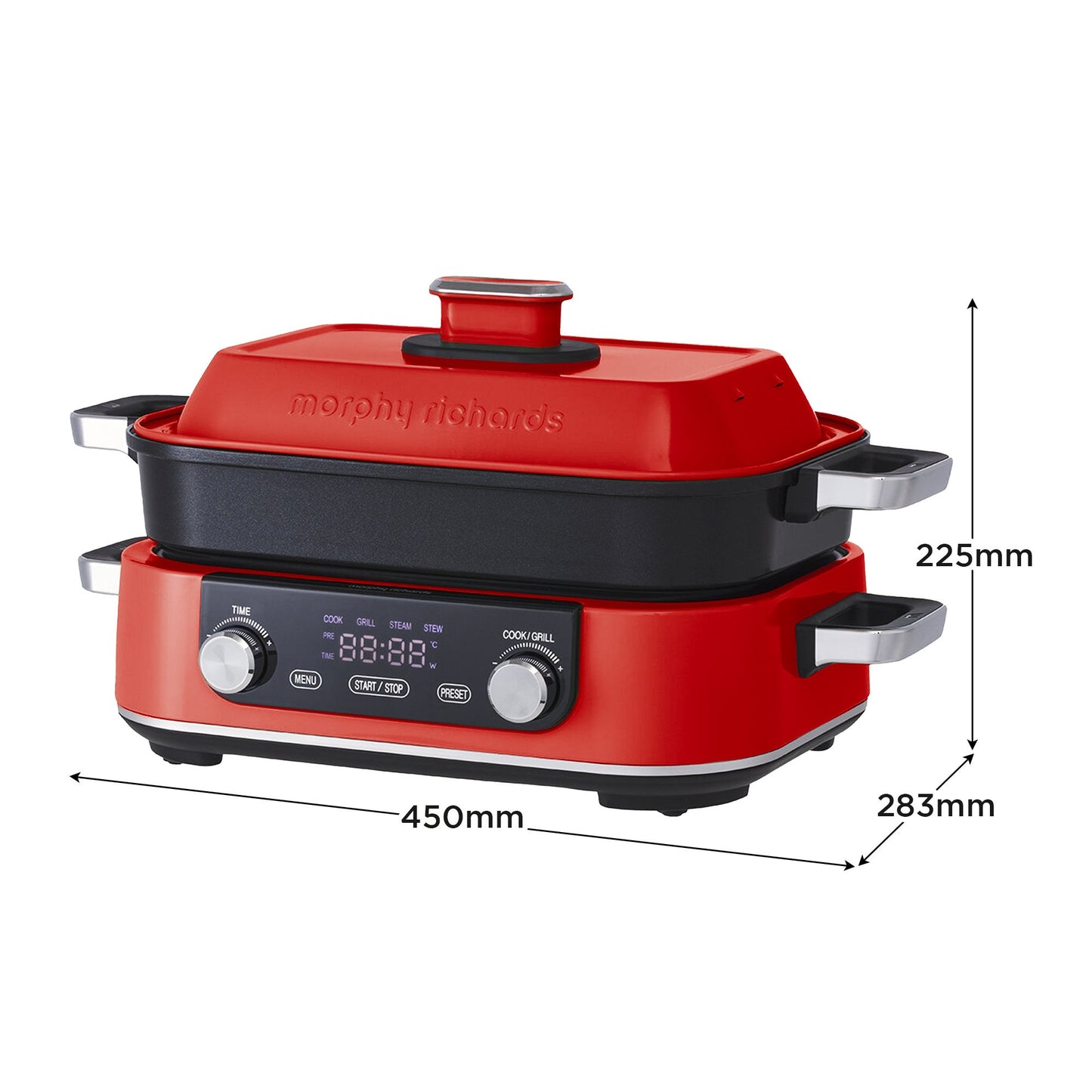 Morphy Richards 3L Non-Stick Multifunction Electric Cooker Pan in Red