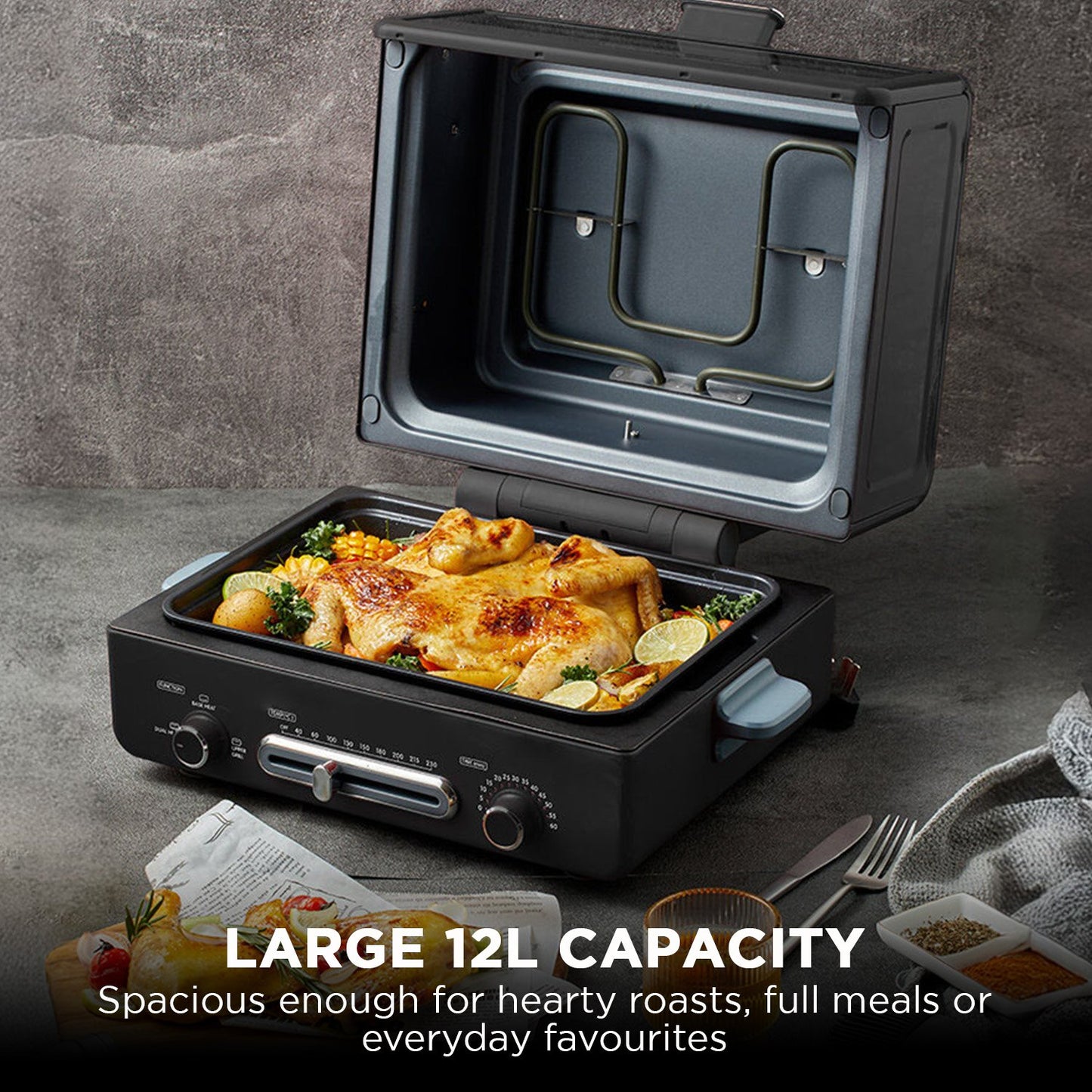 Morphy Richards MRMPO12T 2000W Electric Oven 12L Multi-Function Countertop Oven for Baking, Roasting, Grilling, Frying, Stewing & Barbeque