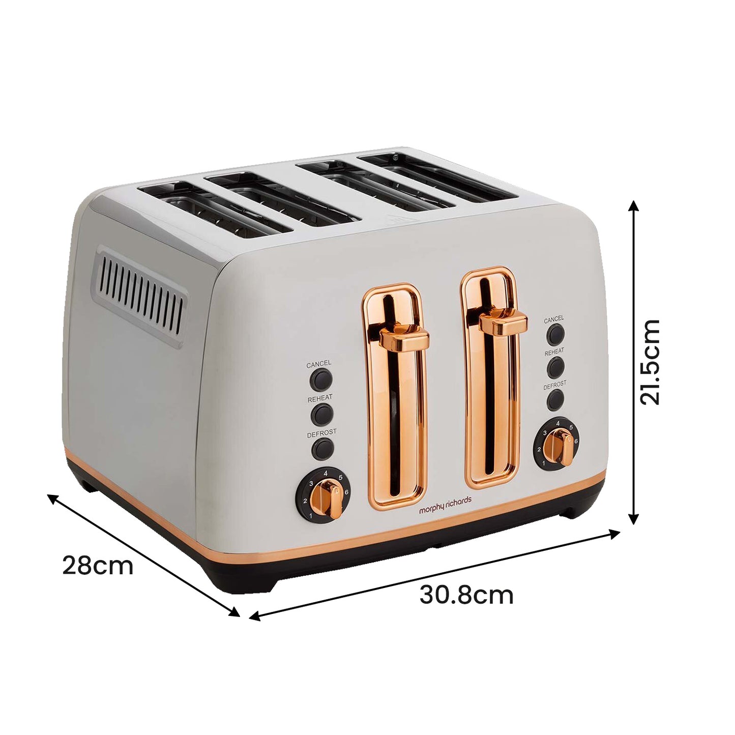 Morphy Richards Ascend Rose Gold 4-Slice Toaster - Matte White