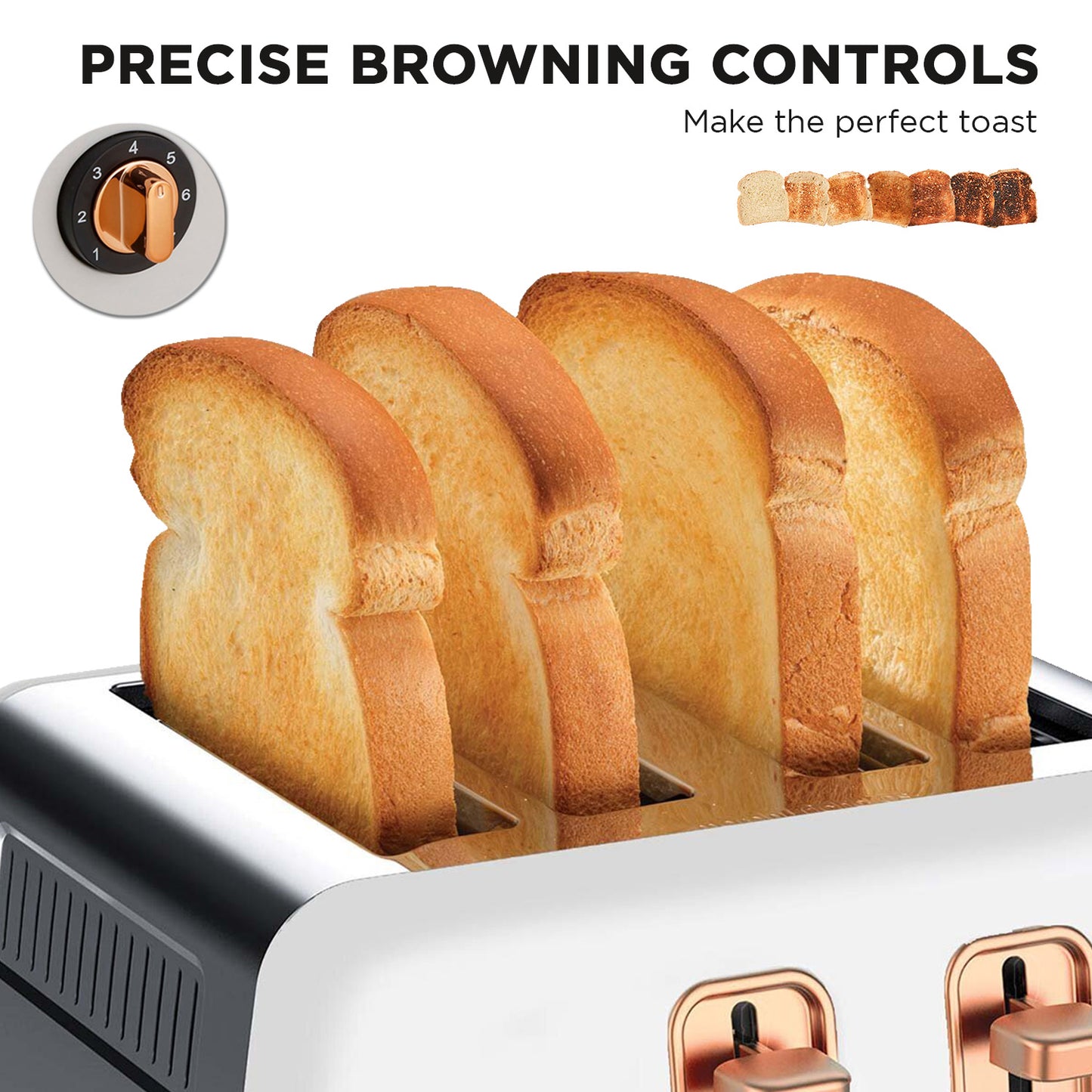 Morphy Richards Ascend Rose Gold 4-Slice Toaster - Matte White