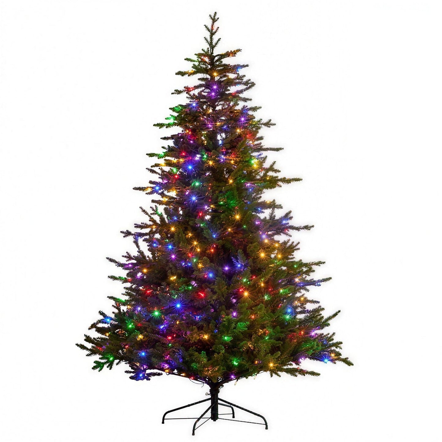 Christabelle 2.3m 7.5ft Bellewood Fir Christmas Tree Pre Lit Multi Function LED Foot Pedal Power Connect Hinged