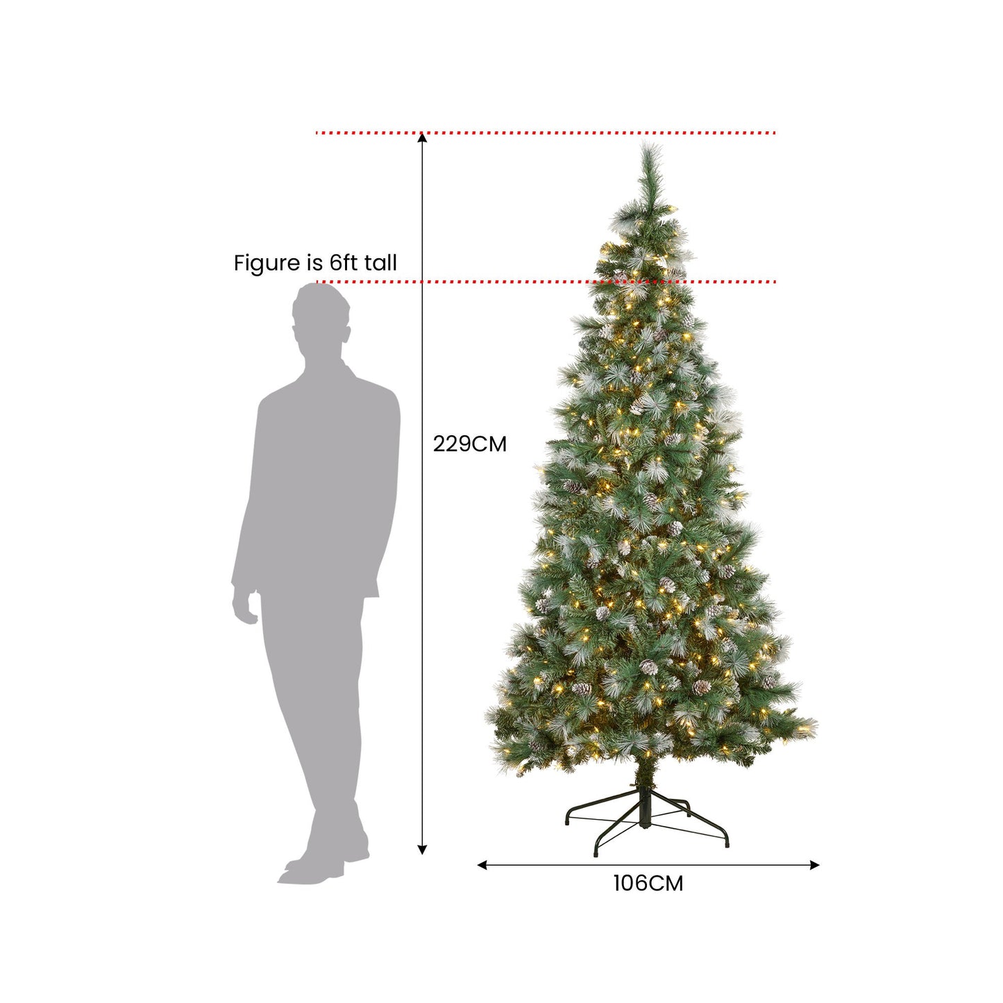 Christabelle 2.3m Bayville Pine Slim Pre-Lit Christmas Tree