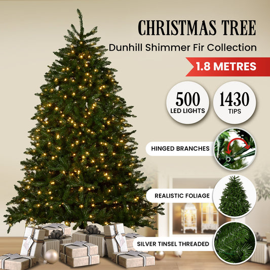 National Tree Company 1.8m Dunhill Shimmer Fir Pre-Lit Christmas Tree