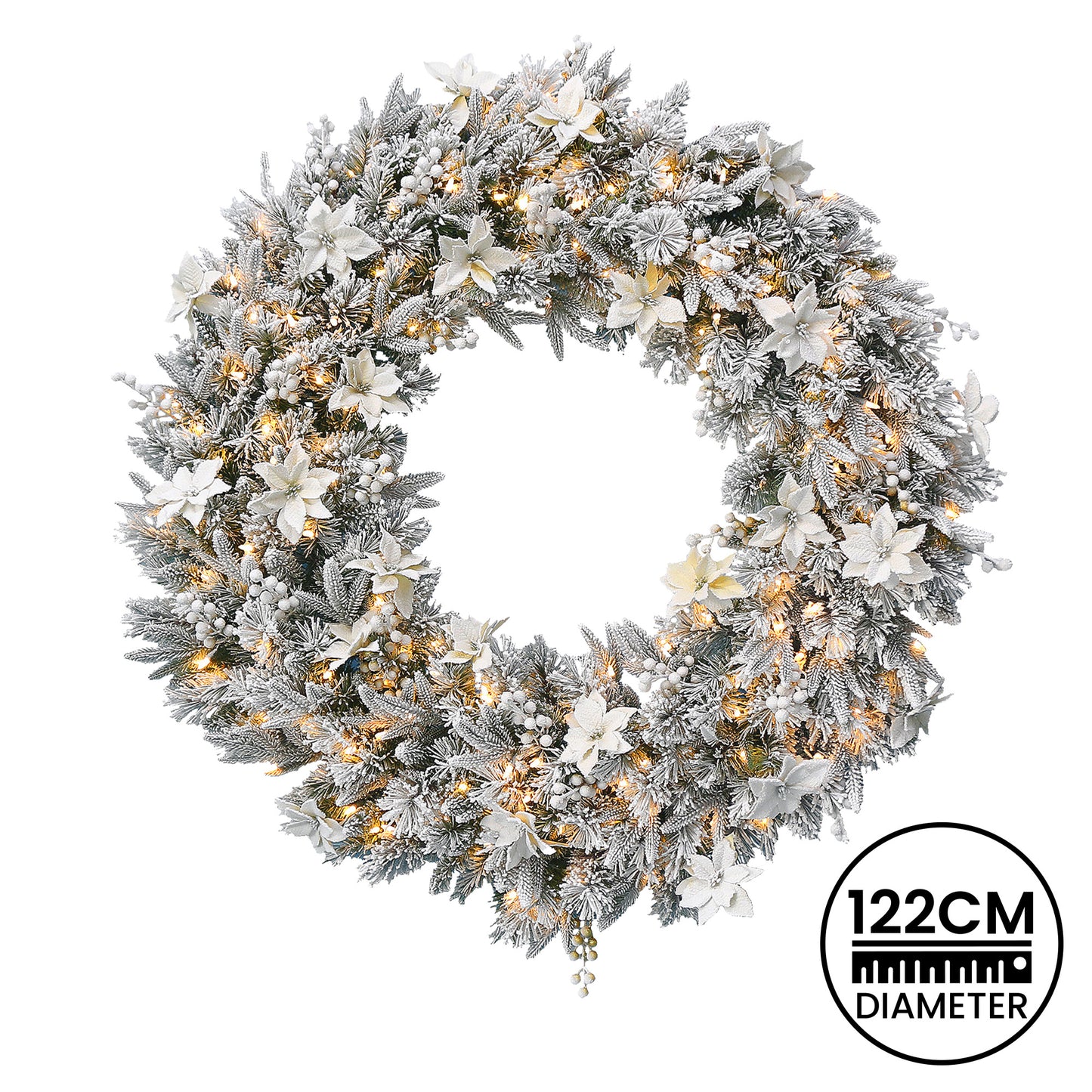 National Tree Company Frosted Colonial Pre-Lit Christmas Wreath - 122cm