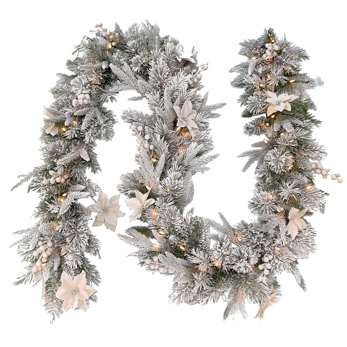 Christabelle 2.74m Christmas Garland Snow Frosted Colonial Tree Decoration Ornament White Green