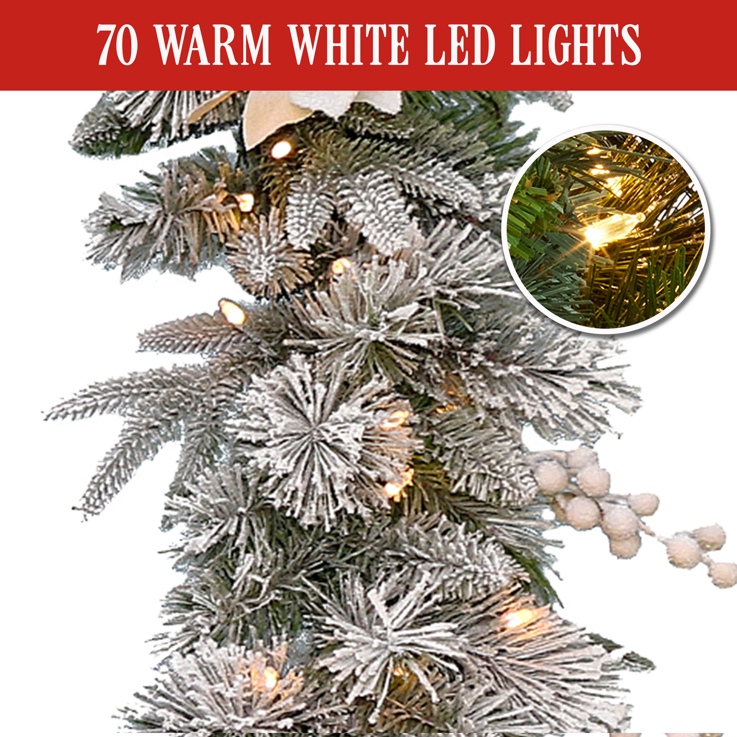 Christabelle 2.74m Christmas Garland Snow Frosted Colonial Tree Decoration Ornament White Green