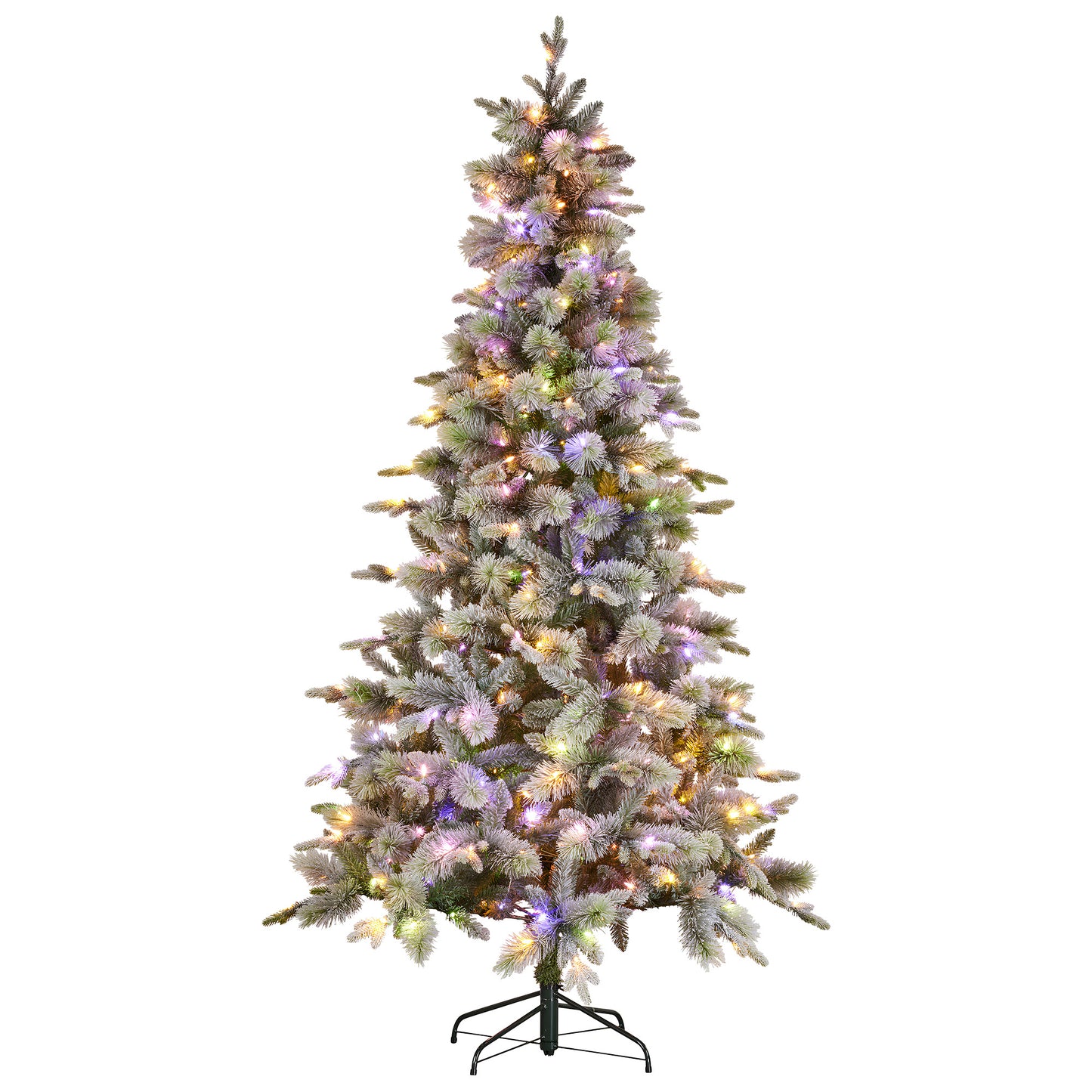 Christabelle Stamford Spruce 7.5ft Christmas Tree Multi Functional White Coloured LED Lights & Foot Pedal
