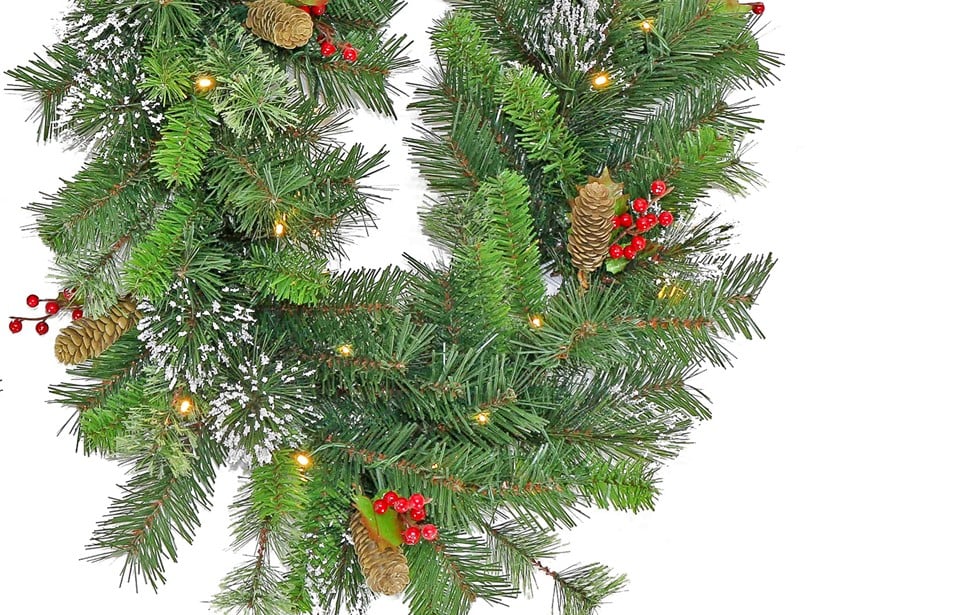 Christabelle 2.7m Christmas Garland with LED Lights Snow Berries Pine Cones Tree Decoration Ornament