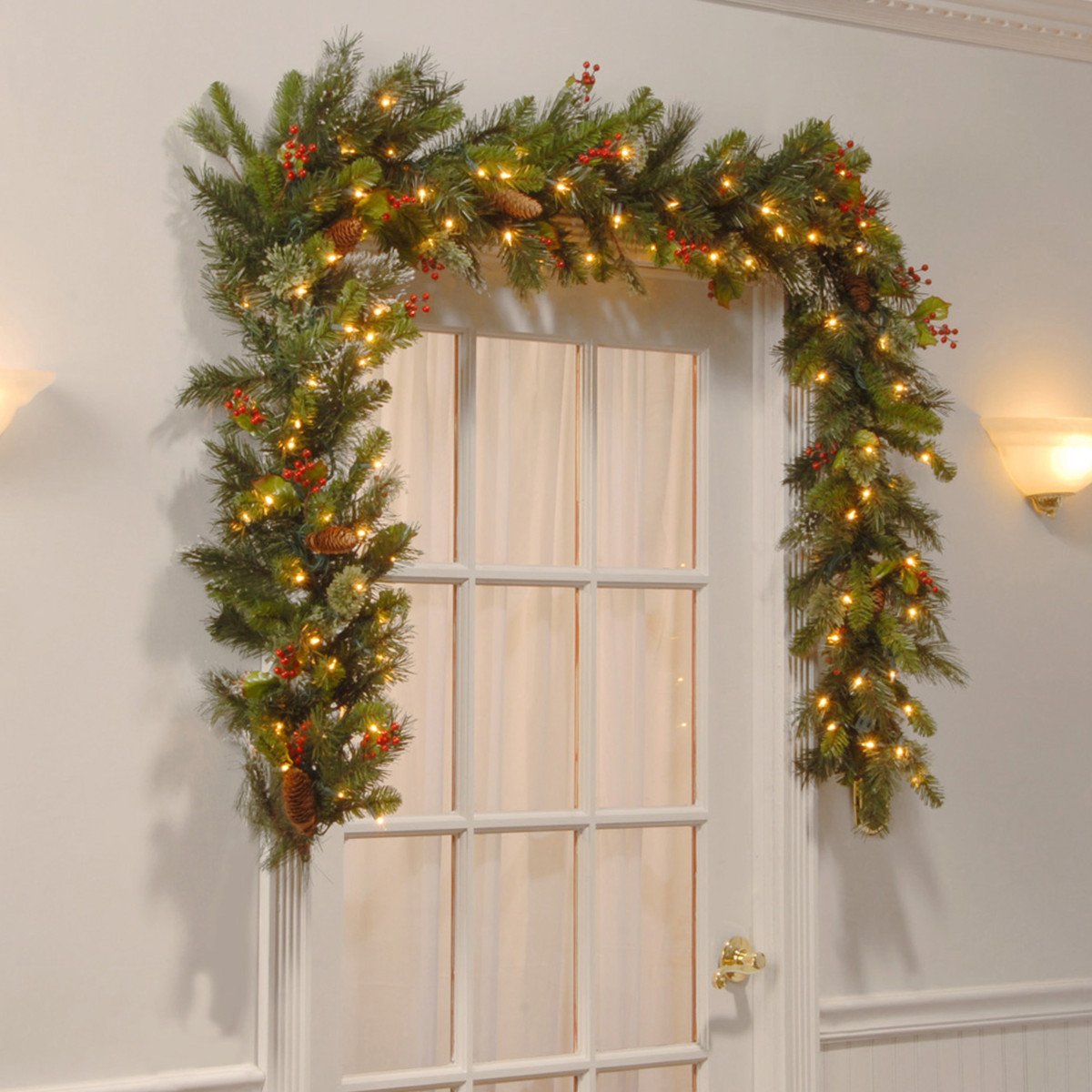 Christabelle 2.7m Christmas Garland with LED Lights Snow Berries Pine Cones Tree Decoration Ornament