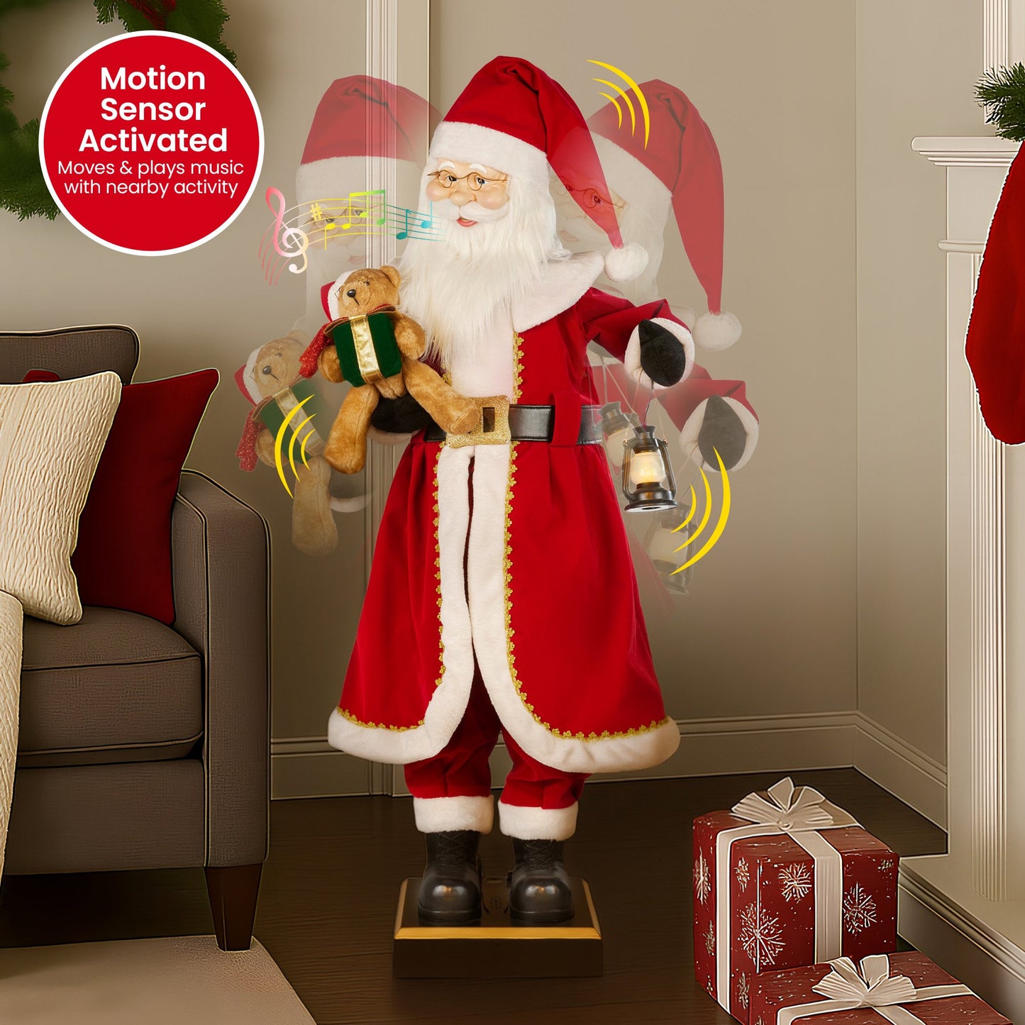 Christabelle Large 1.5m Musical Animated Santa Claus Christmas Decoration with Lantern Ornament