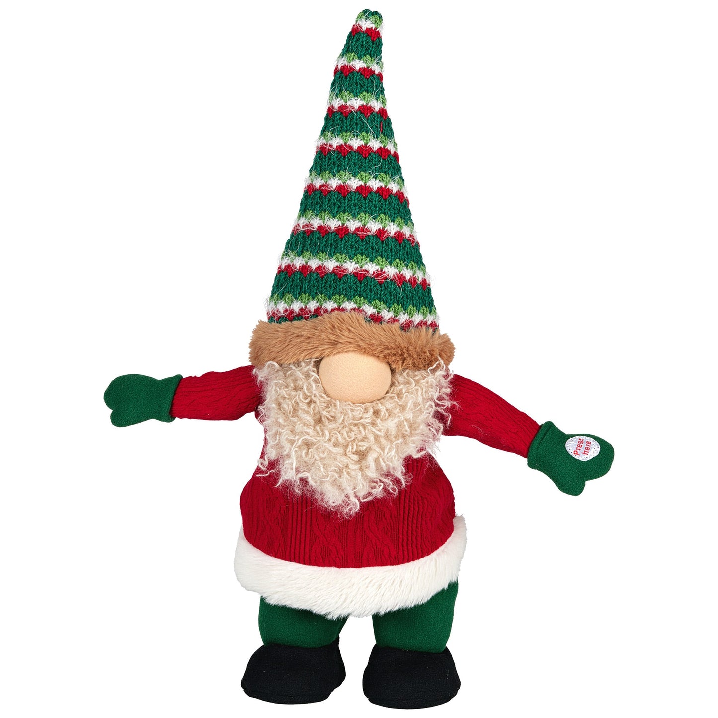 Christabelle 41cm Christmas Gnome Elf Dancing Musical Decoration Ornament Table Top Mantel Display with Music