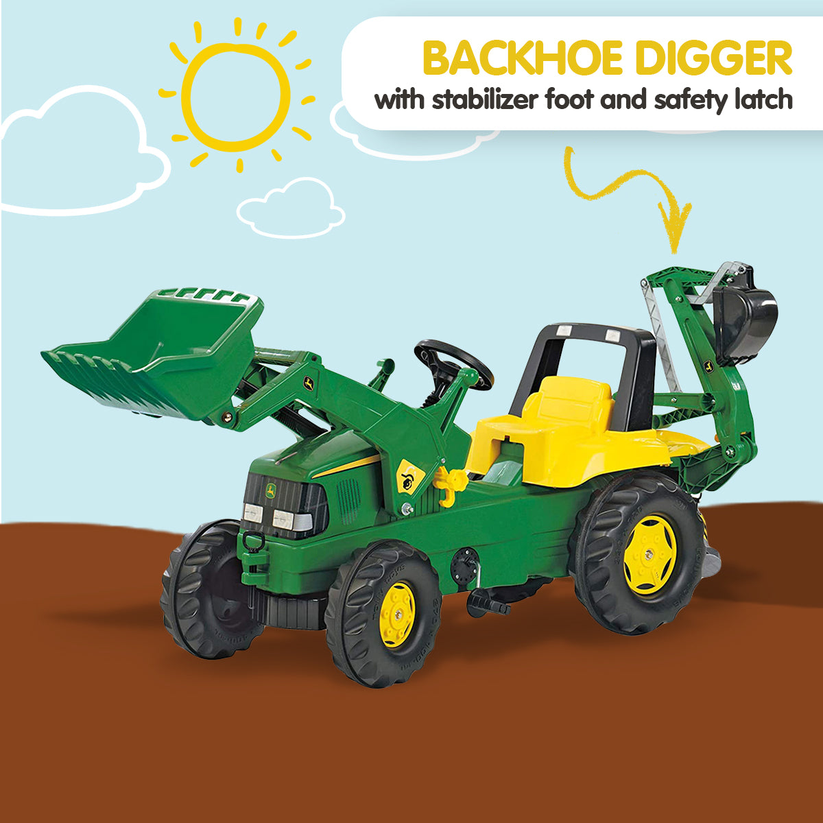 John Deere Rolly Kids Ride On Tractor with Loader & Digger RT811076
