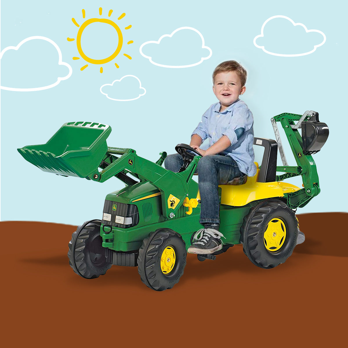 John Deere Rolly Kids Ride On Tractor with Loader & Digger RT811076