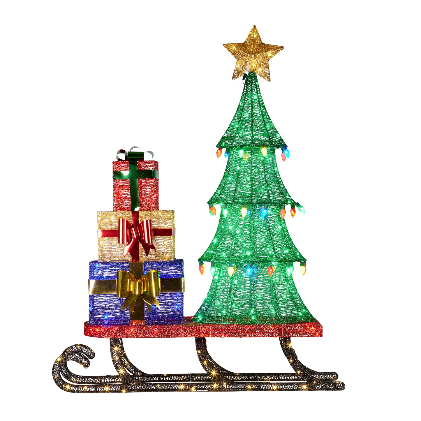 Christabelle Christmas Display Sled with Tree and Presents - 183cm