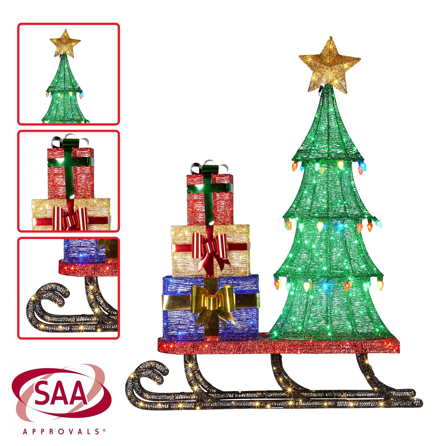 Christabelle Christmas Display Sled with Tree and Presents - 183cm