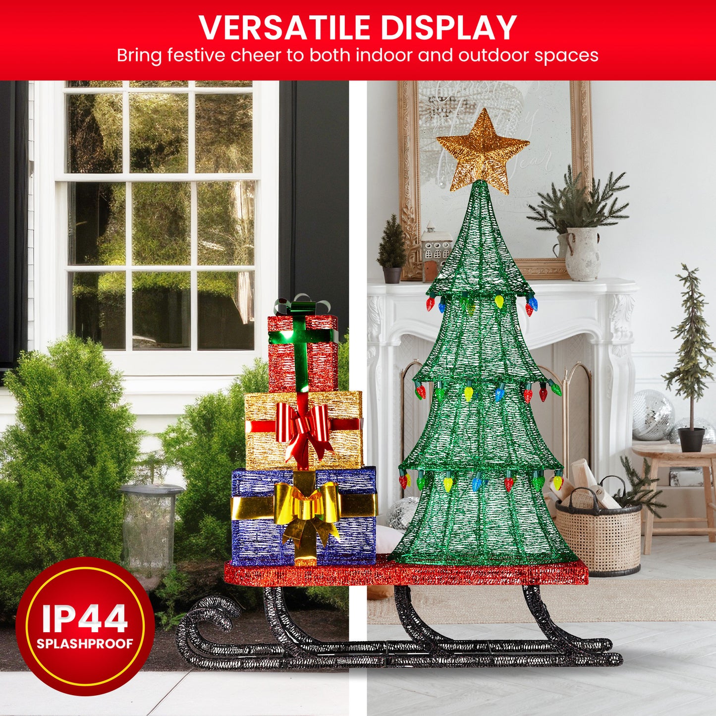 Christabelle Christmas Display Sled with Tree and Presents - 183cm