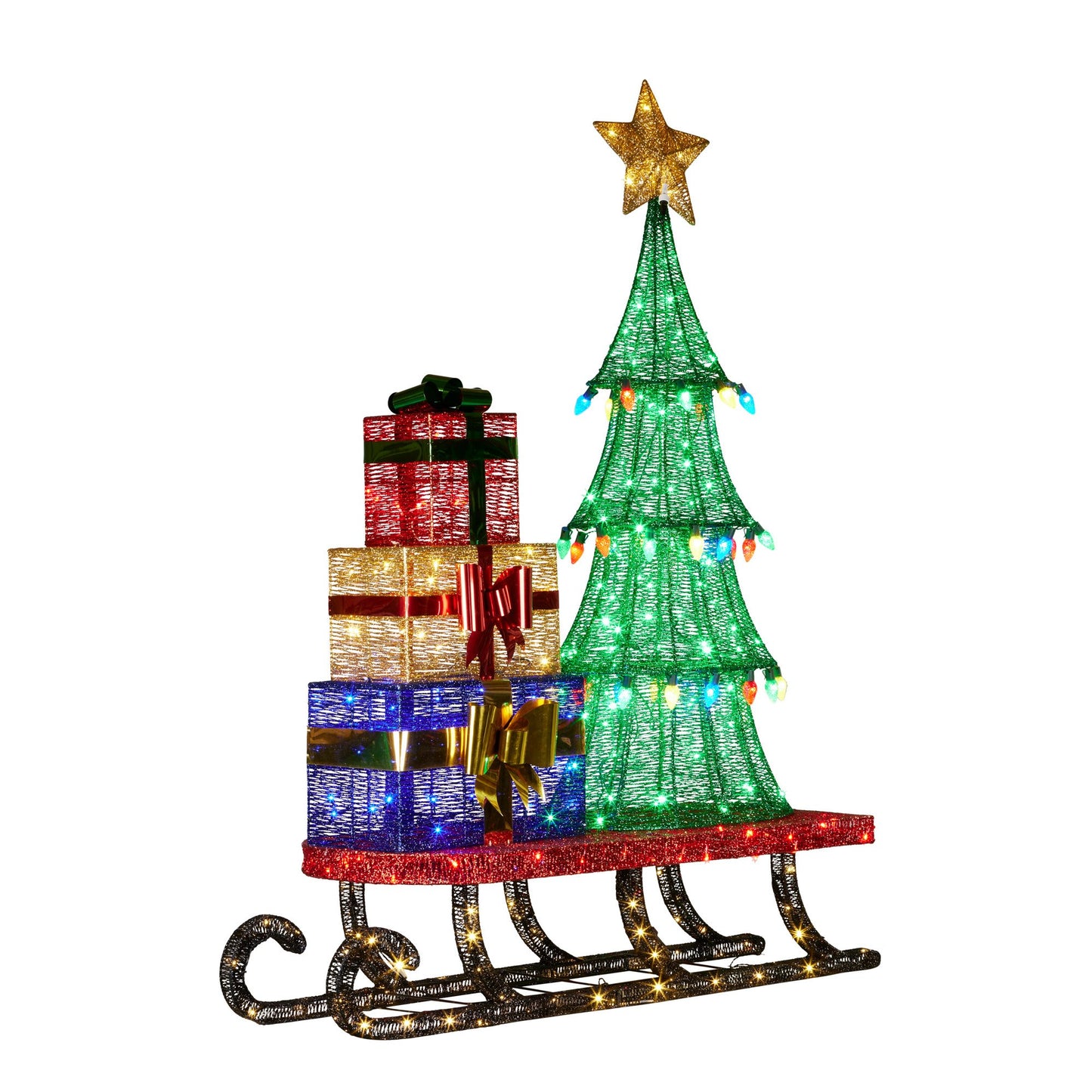 Christabelle Christmas Display Sled with Tree and Presents - 183cm