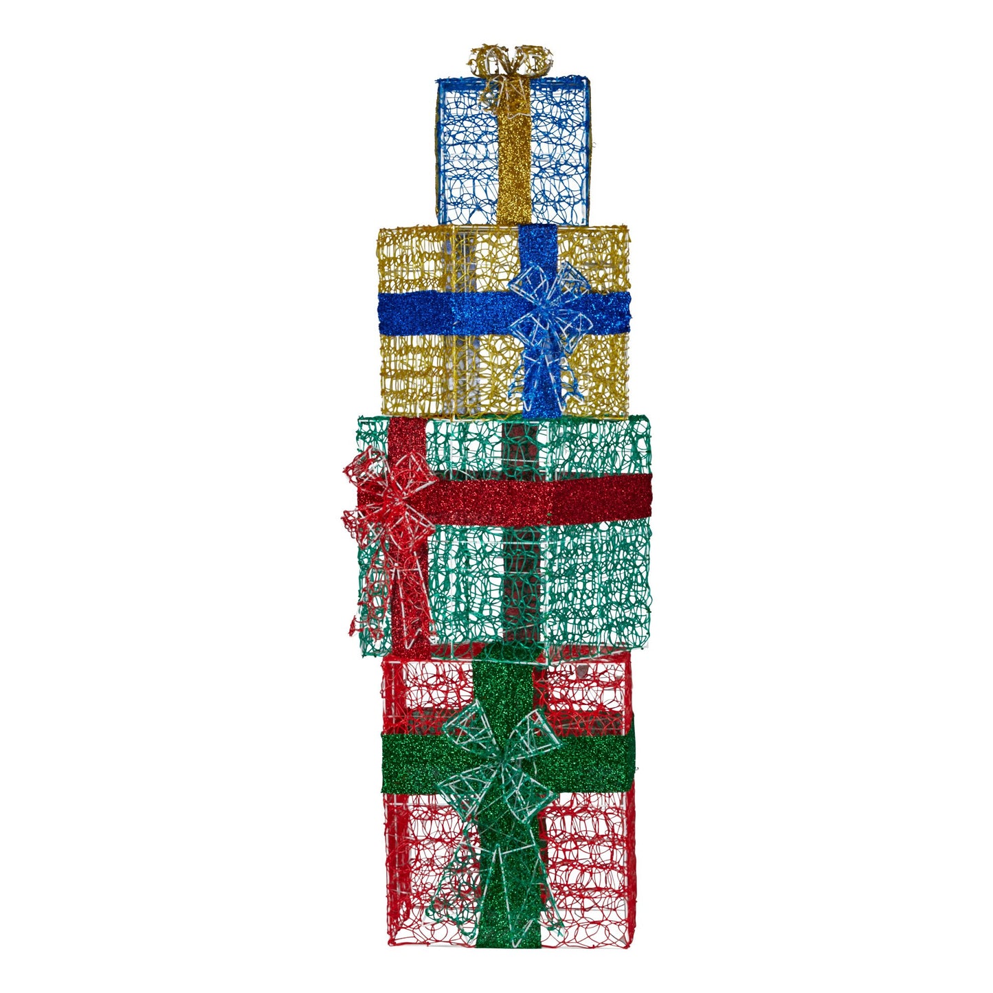 Christabelle 190cm 4-Piece Gift Stack Box Christmas Decoration Bows LED Lights Xmas Display