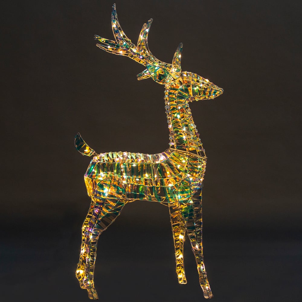 Christabelle Christmas Reindeer Twinkle Lights & Iridescent Finish Indoor/Outdoor