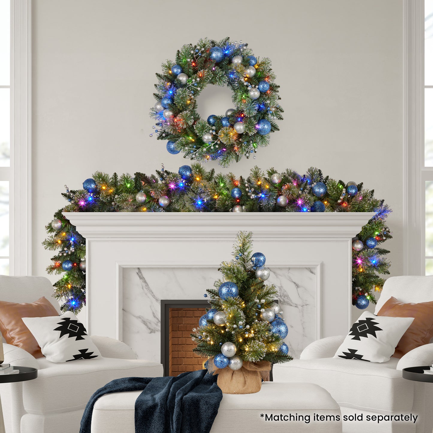 Christabelle 61cm Blue Collection Tabletop Pre-Lit Christmas Tree