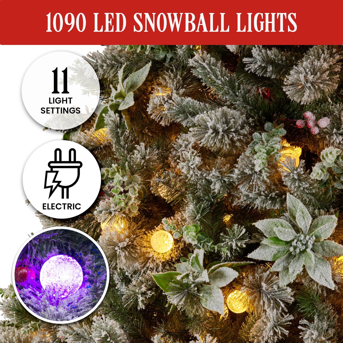Christabelle Snowy Crown Pine 3.6m Multicolour Pre-Lit Christmas Tree with 5340 Tips