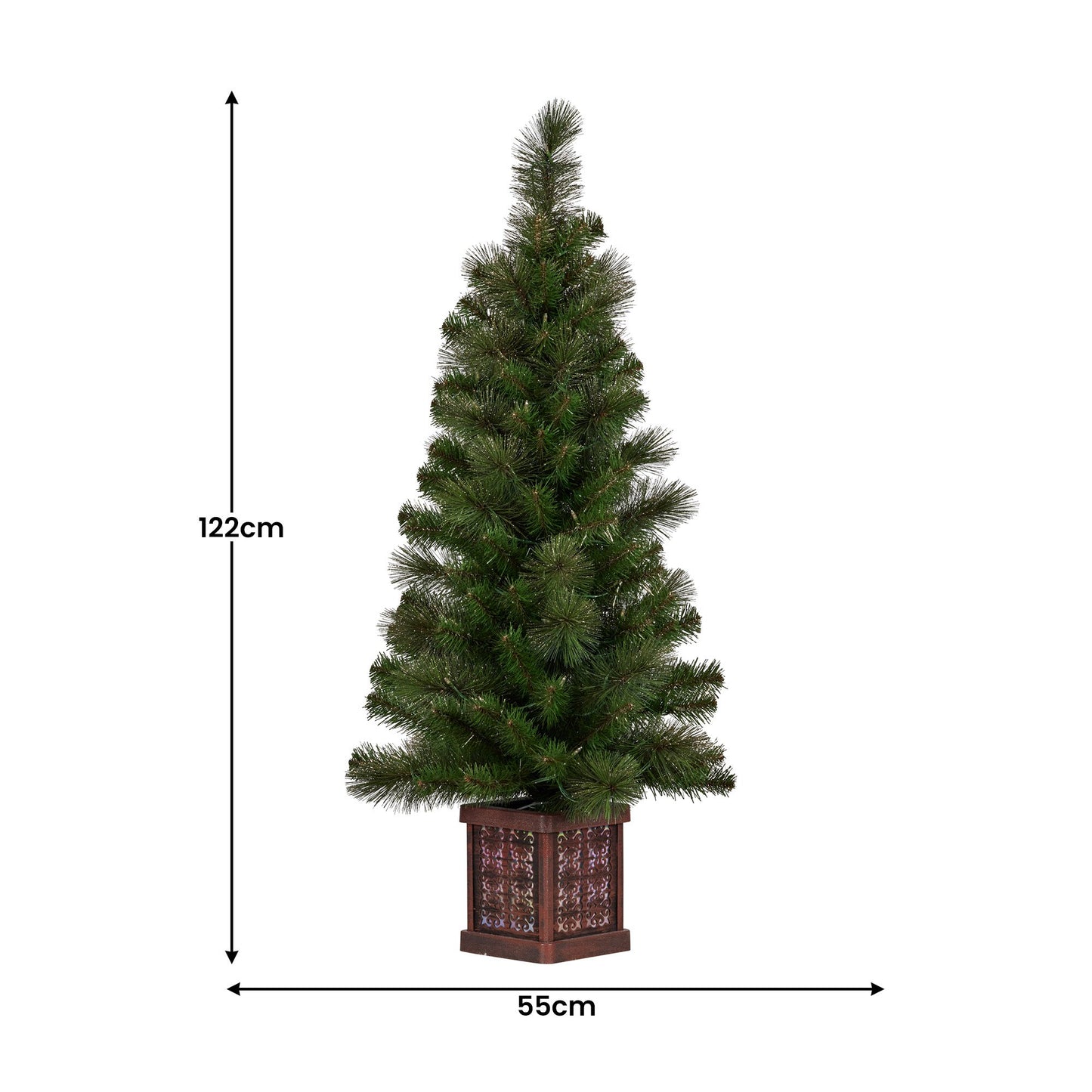 Christabelle 4ft Christmas Tree Glittery Gold Pine Foliage LED Multi Lights Xmas Decor