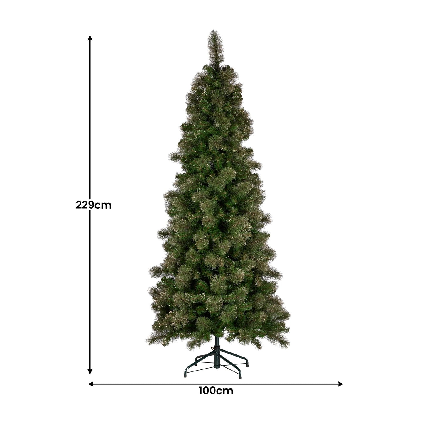 Christabelle 7.5ft Christmas Tree Slim Prelit Glittery Gold Pine Needles LED Lights Xmas Decor