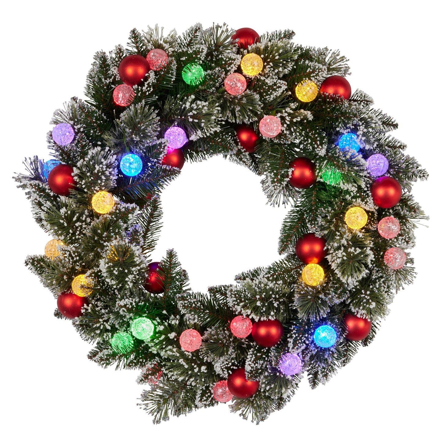 Christabelle 76cm Snowy Bristle Pre-Lit Multicolour Christmas Wreath