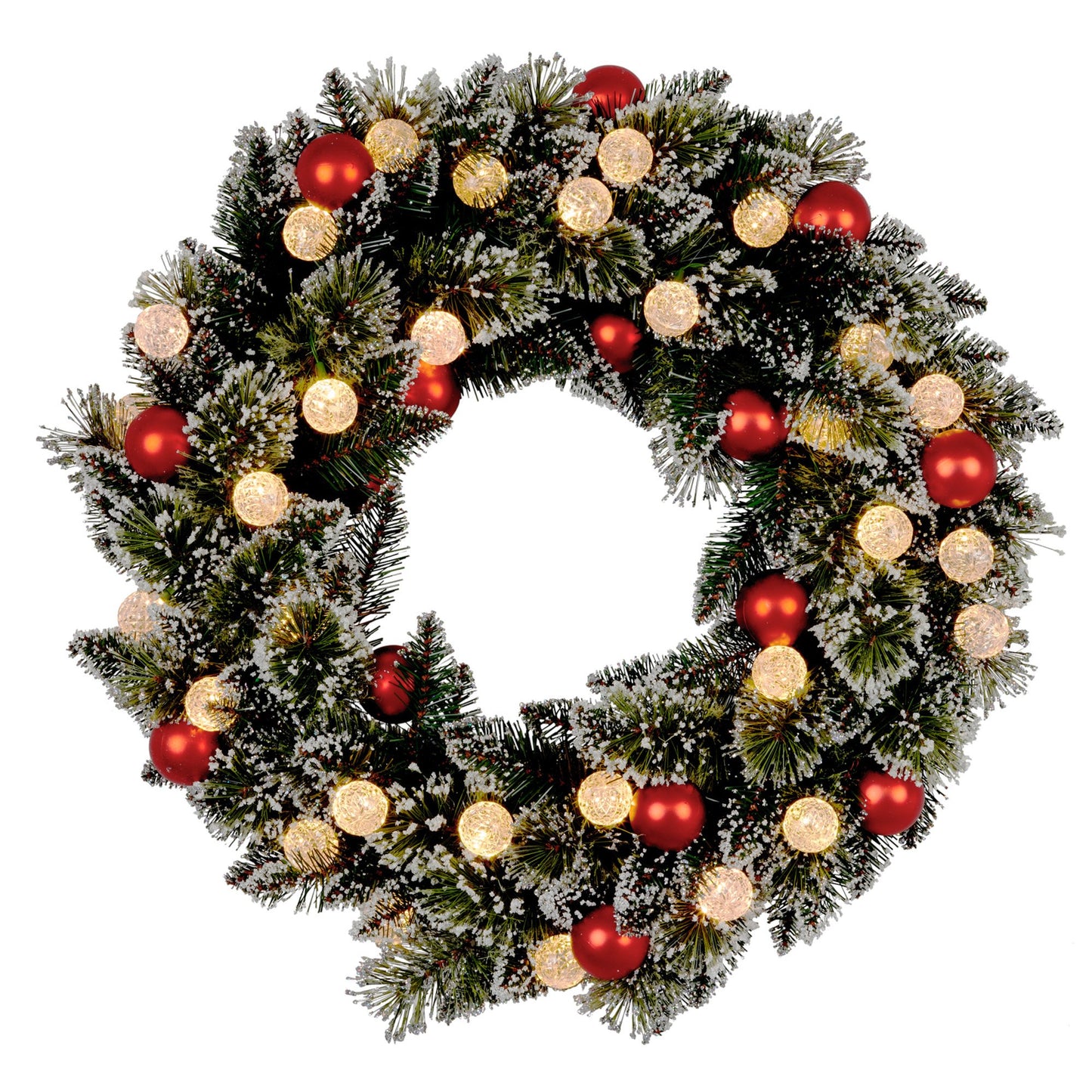 Christabelle 76cm Snowy Bristle Pre-Lit Multicolour Christmas Wreath