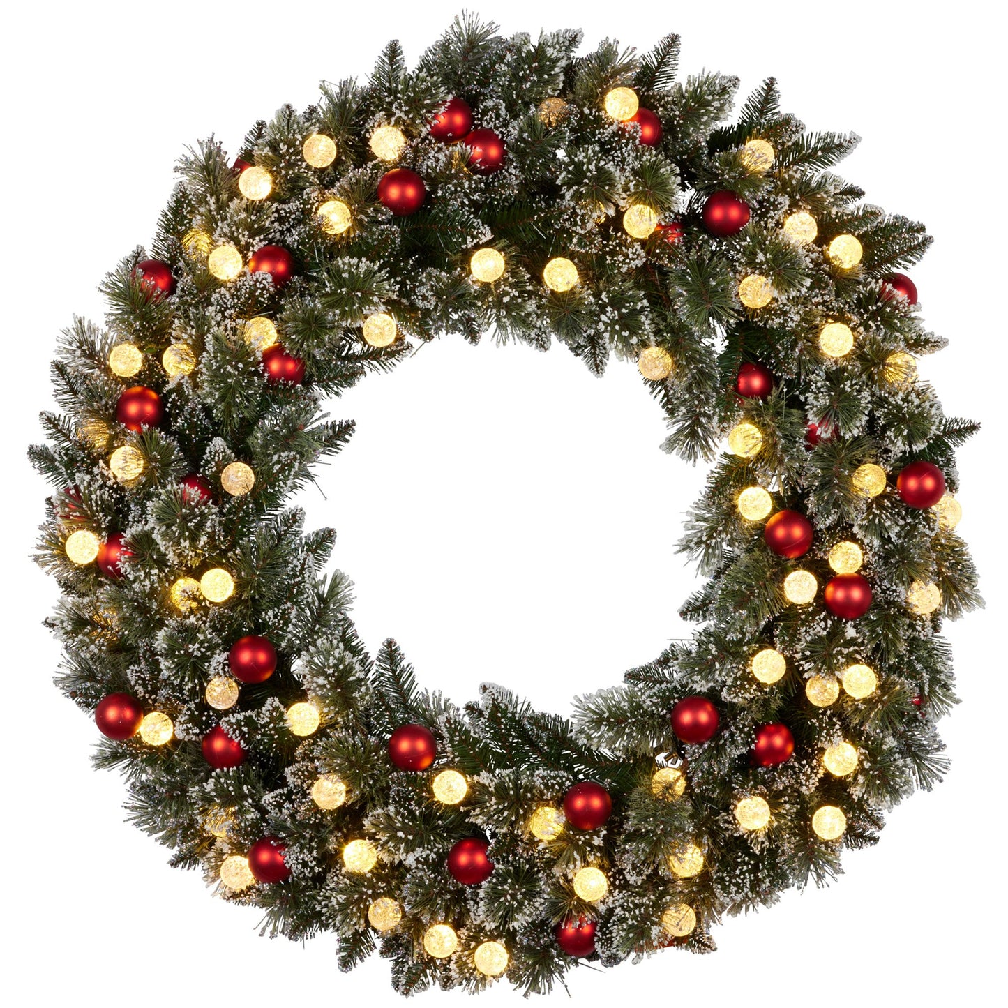 Christabelle Snowy Bristle Multicolour Pre-Lit Christmas Wreath - 122cm