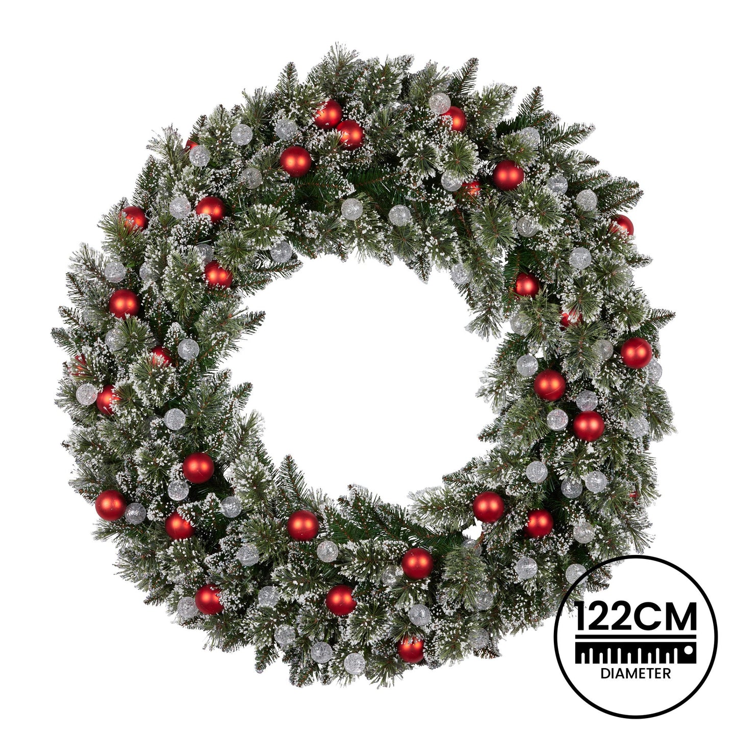 Christabelle Snowy Bristle Multicolour Pre-Lit Christmas Wreath - 122cm