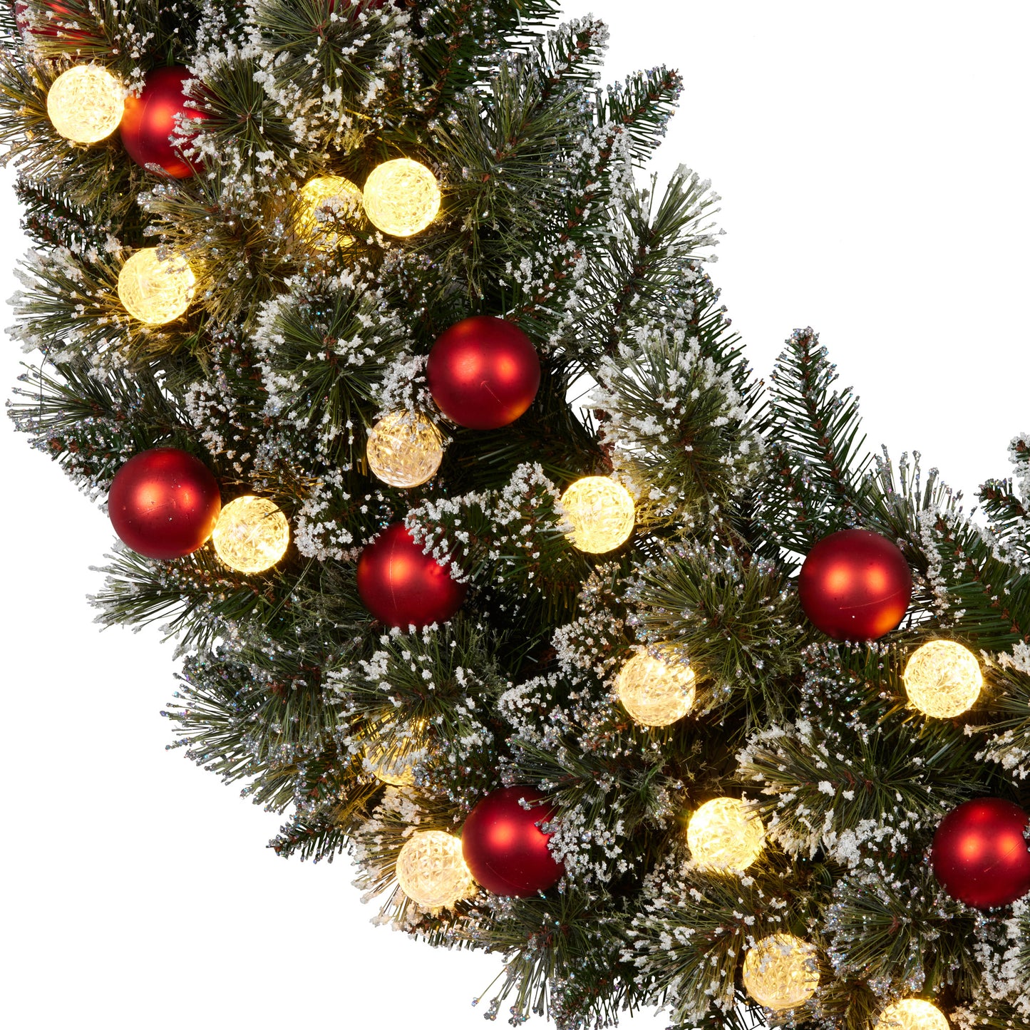 Christabelle Snowy Bristle Multicolour Pre-Lit Christmas Wreath - 122cm