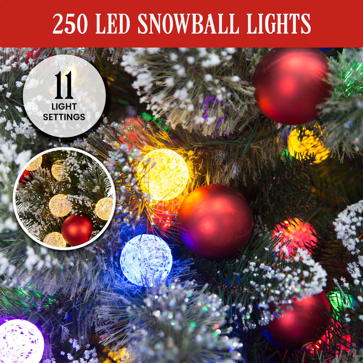 Christabelle Snowy Bristle 1.8m Multicolour Pre-Lit Christmas Tree with 948 Tips