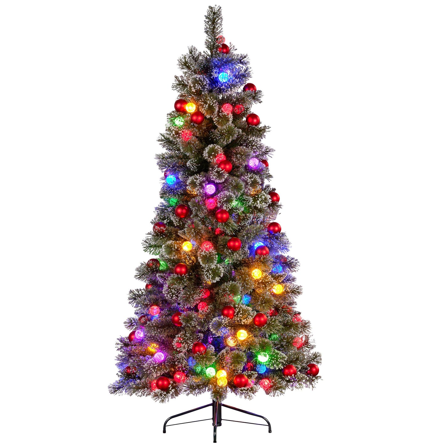 Christabelle Snowy Bristle 2.3m Slim Multicolour Pre-Lit Christmas Tree with 917 Tips