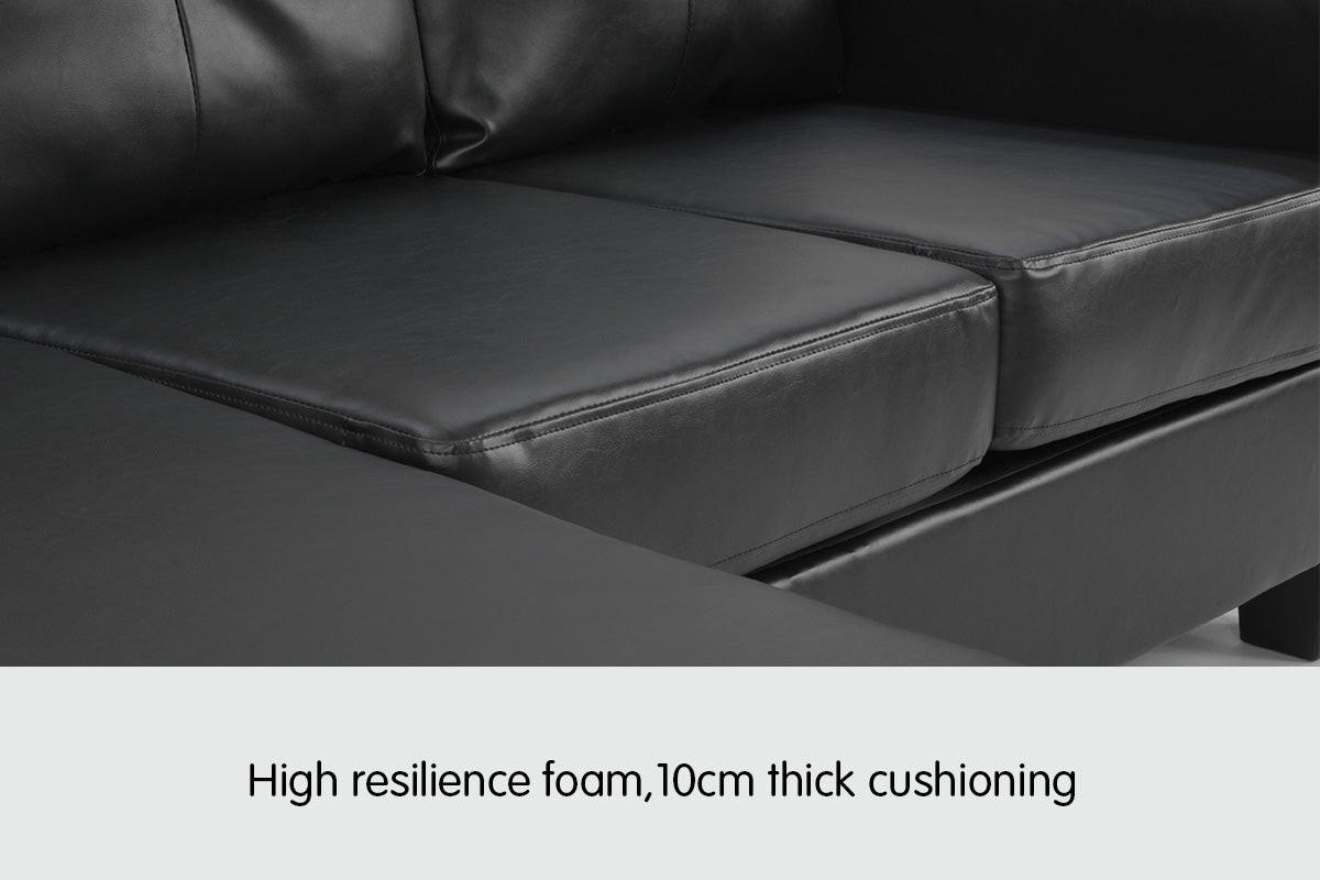 Sarantino Corner Sofa Lounge Couch with Chaise - Black