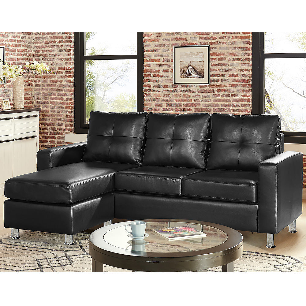 Sarantino Corner Sofa Lounge Couch with Chaise - Black