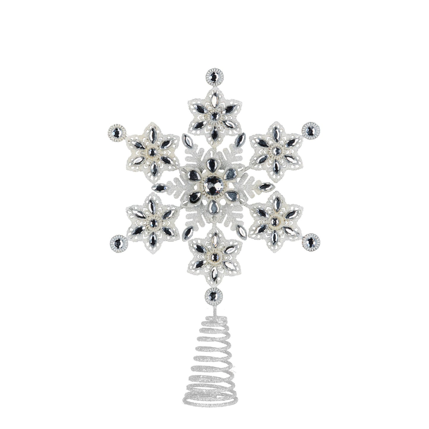 Christabelle Snowflake Christmas Tree Topper with Beaded Detailing Decoration Ornament