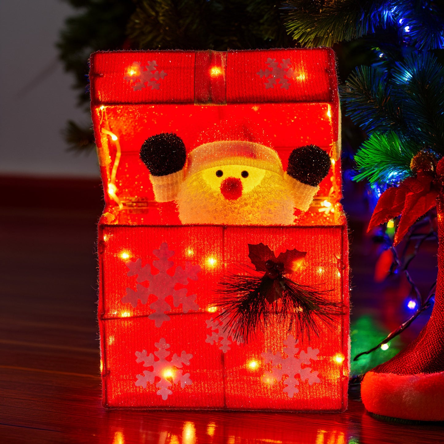 Christabelle Animated Santa Gift Box LED Christmas Tree Decoration Xmas Ornament