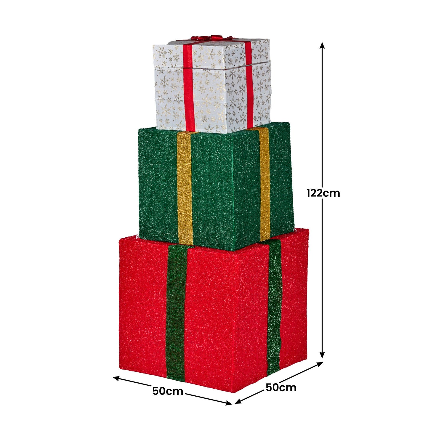 Christabelle 122cm Animated Present Stack Santa LED Lights Christmas Tree Decoration Ornament Xmas Decor