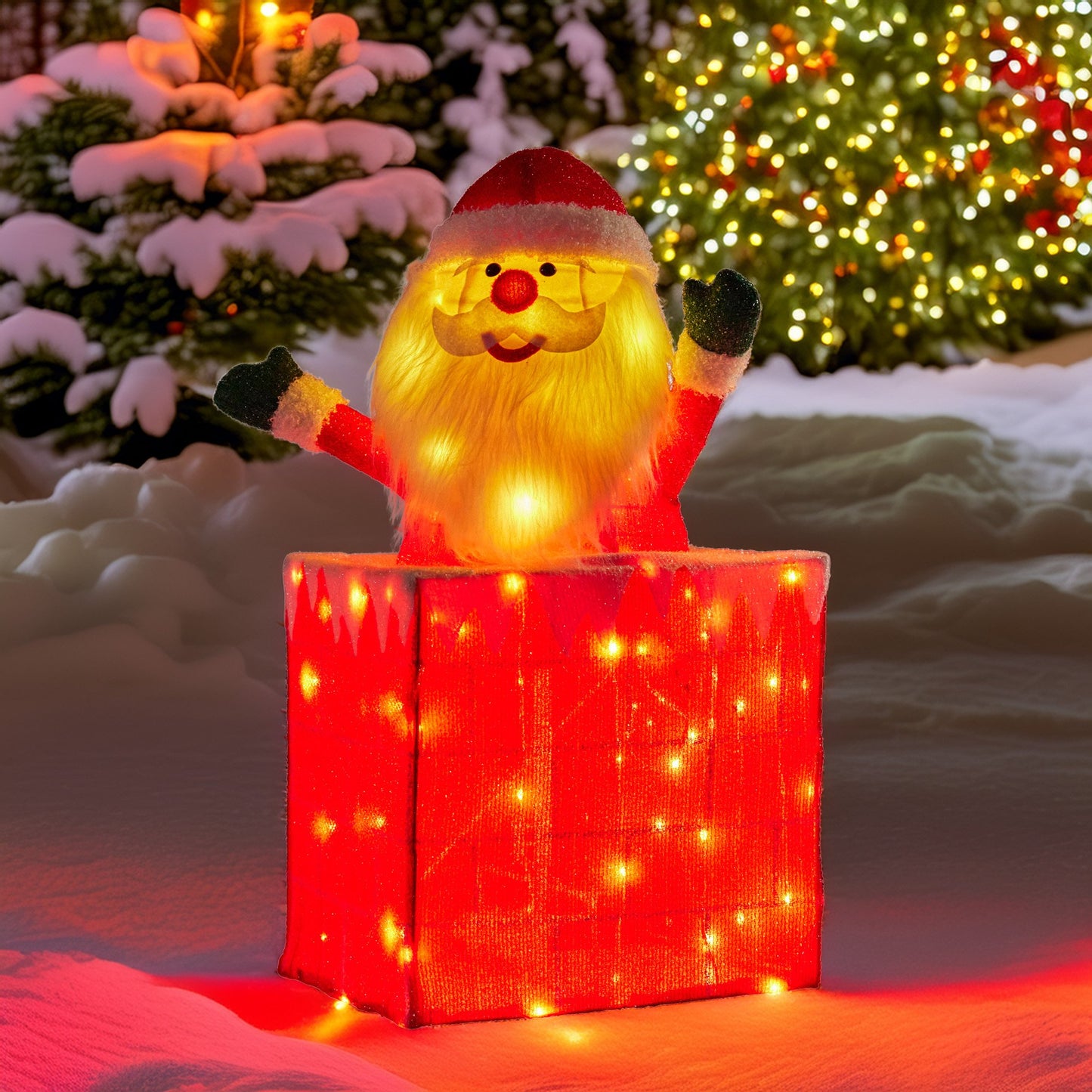 Christabelle 76cm Santa in Chimney Christmas Tree Warm White LED Lights Animated Decoration Ornament