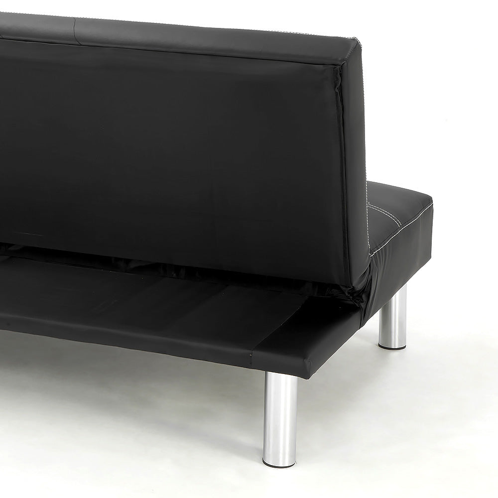 Sarantino 3 Seater Faux Leather Sofa Bed Couch - Black