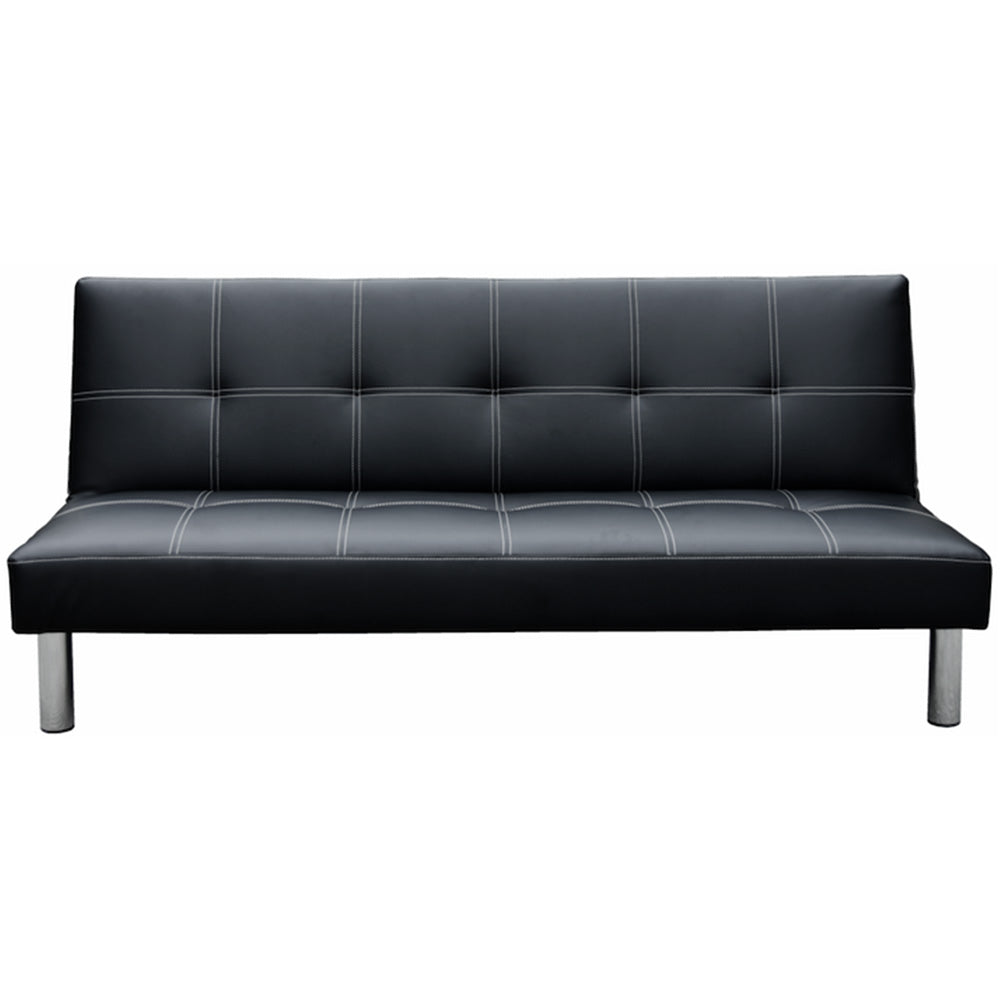 Sarantino 3 Seater Faux Leather Sofa Bed Couch - Black