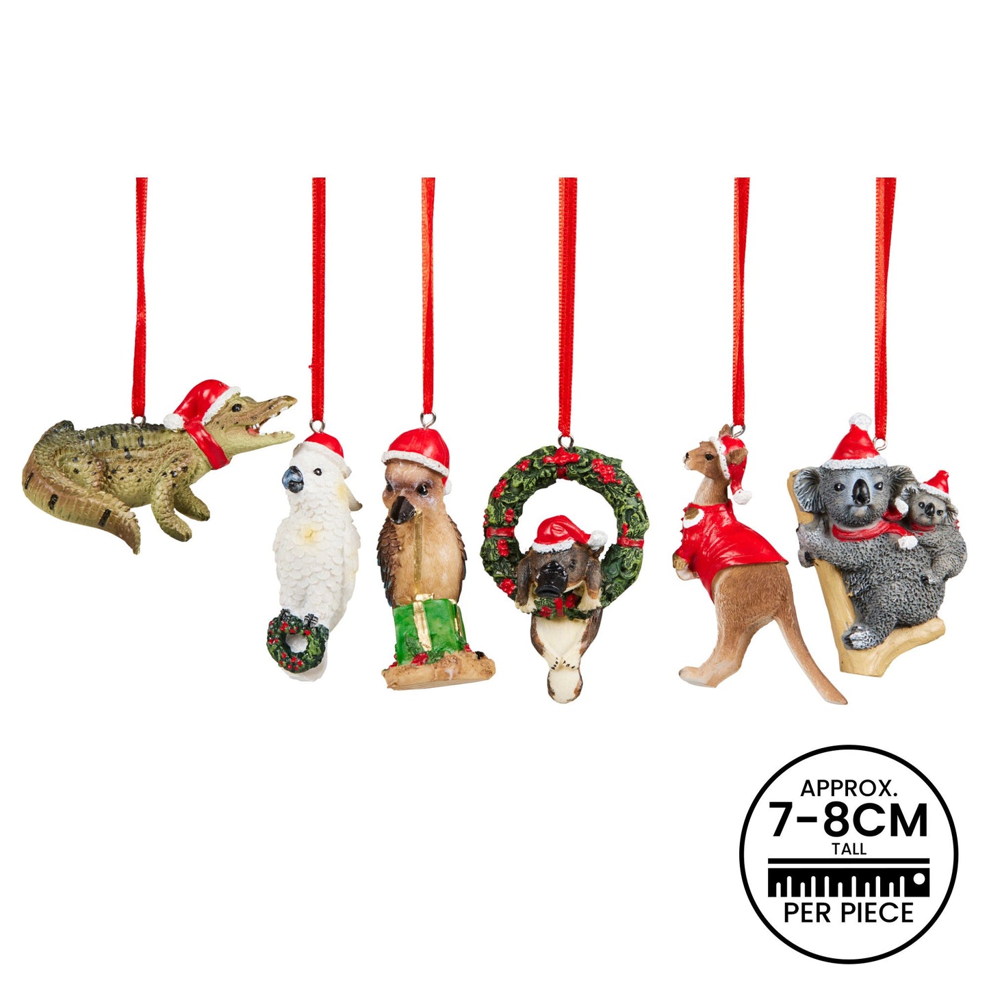 Christabelle Christmas Aussie Animals Pack of 6 Baubles Metal Steel Art Decoration Gift Pack