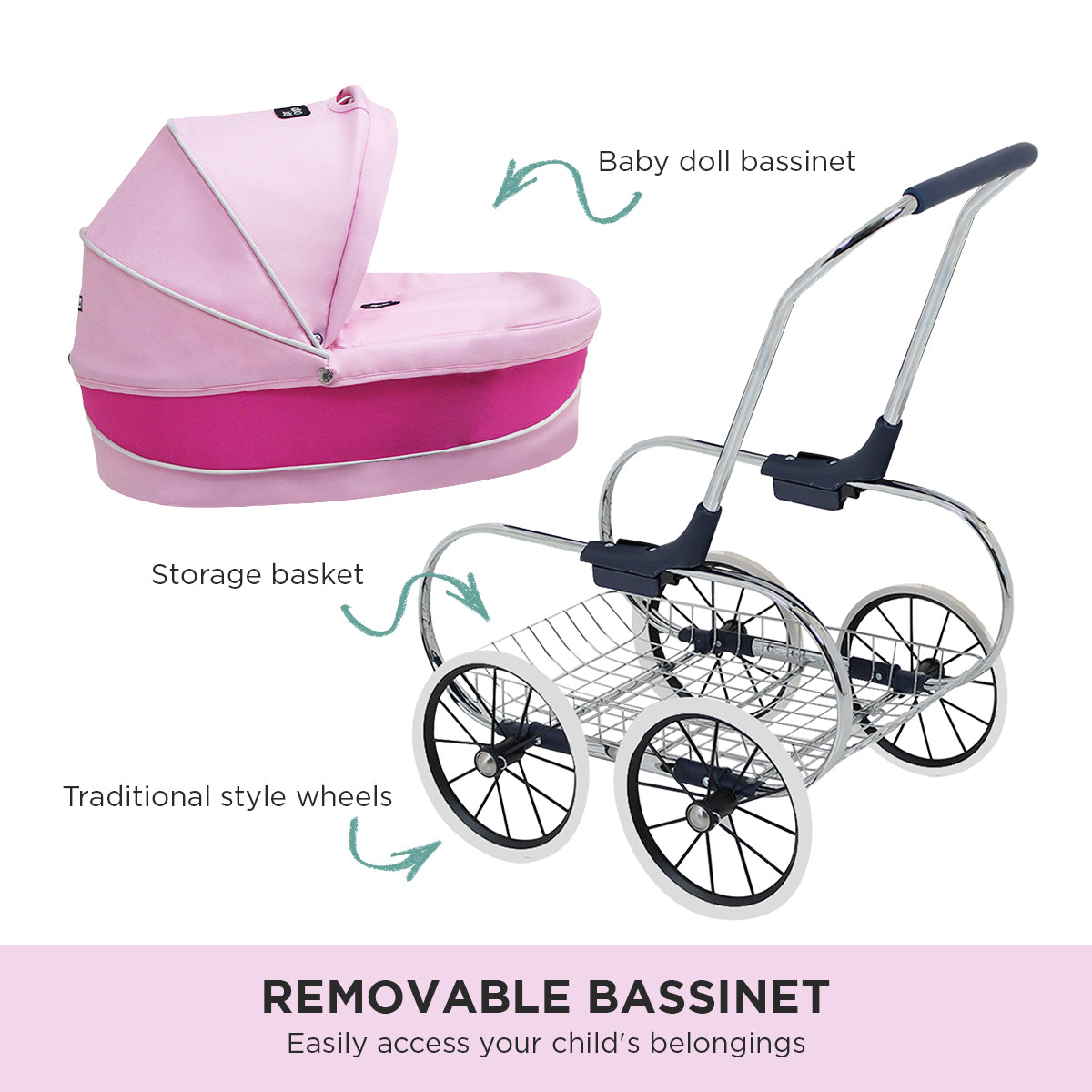 Valco Baby Princess Doll Stroller - Hot Pink